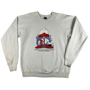 Vintage Screen Stars Sweatshirt Mens XL White Coffee Duck Graphic USA 80s